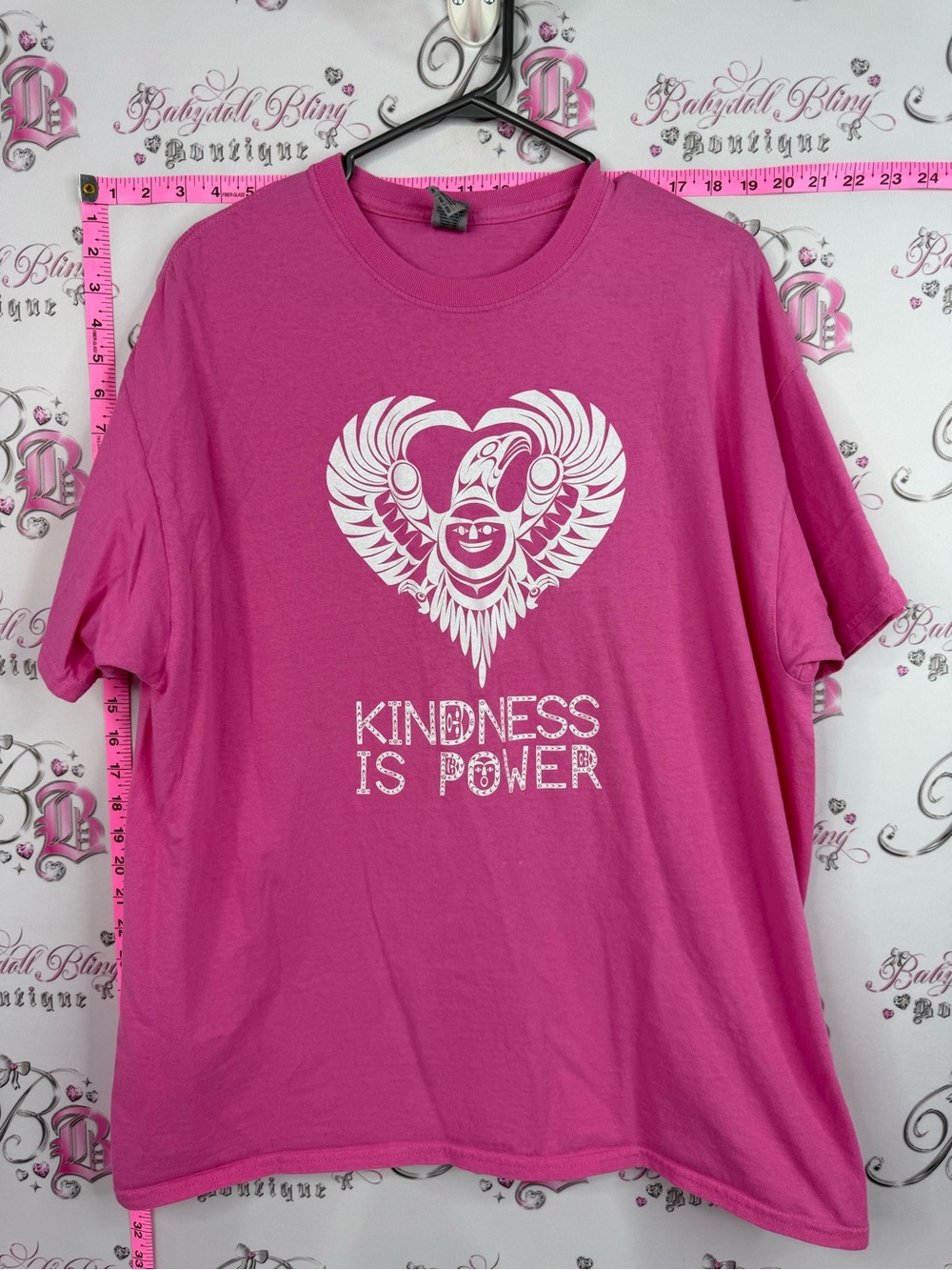 Gildan Hot Pink 'Kindness Is Power' Heart Graphic Tee heavy cotton
